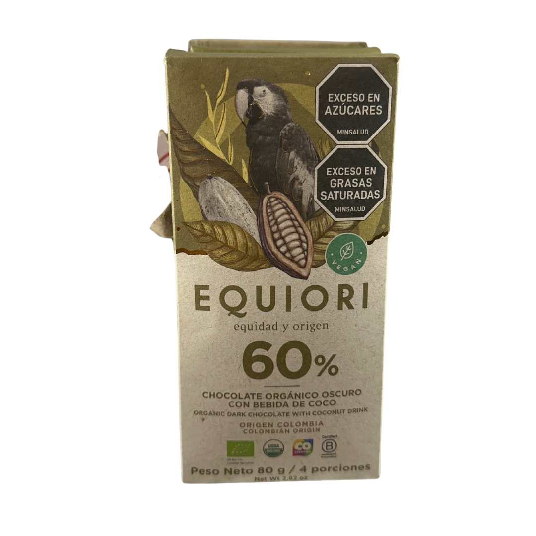 CHOCOLATE ORGÁNICO OSCURO CON BEBIDA DE COCO - EQUIORI