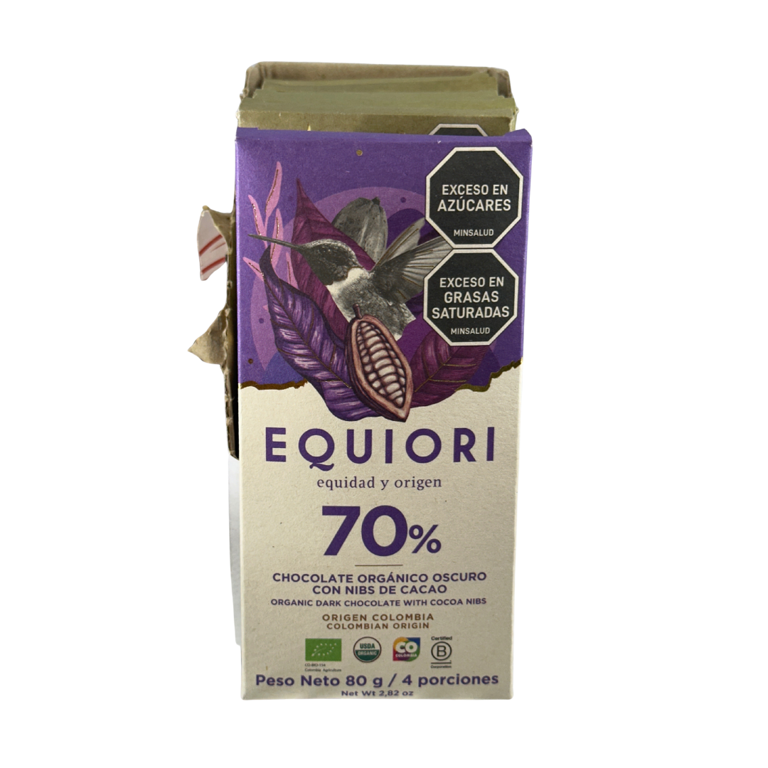 CHOCOLATE OSCURO CON NIBS DE CACAO - EQUIORI