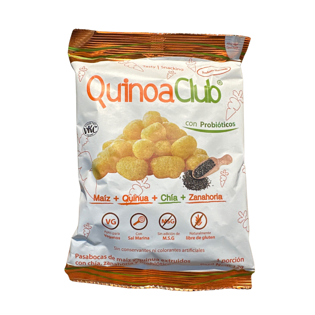 PASABOCAS DE MAIZ + QUINUA + CHÍA + ZANAHORIA - QUINOACLUB