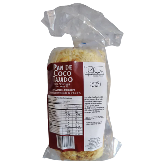 PAN TAJADO DE COCO REBORN X 450GR