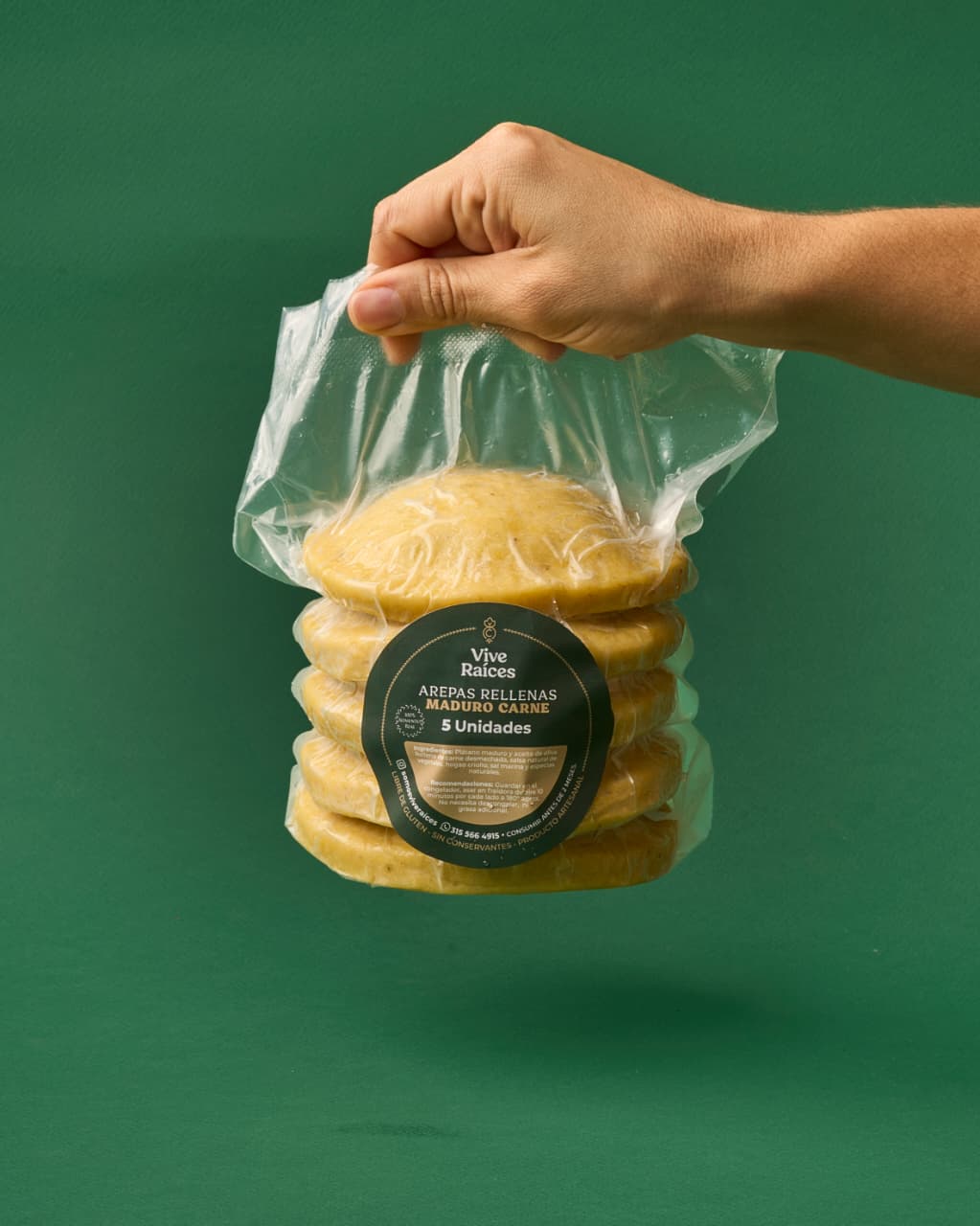 AREPA DE MADURO RELLENA DE CARNE DESMECHADA X 5UDS - VIVE RAICES